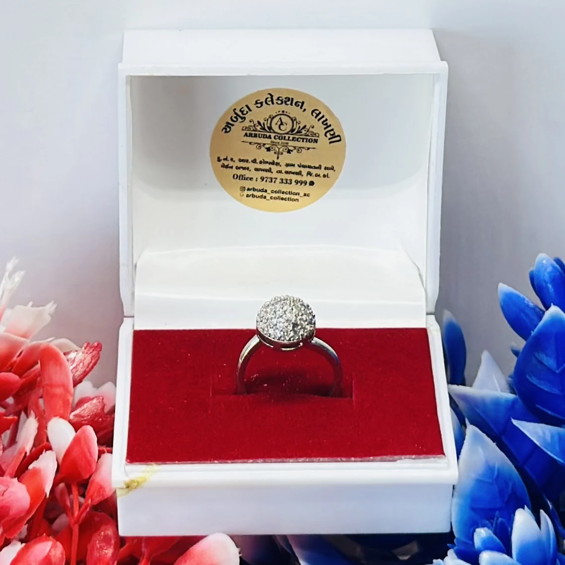 Abdesigns silver-plated American diamond cocktail ring.