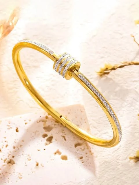 Gold plated stainless steel cuff bracelet