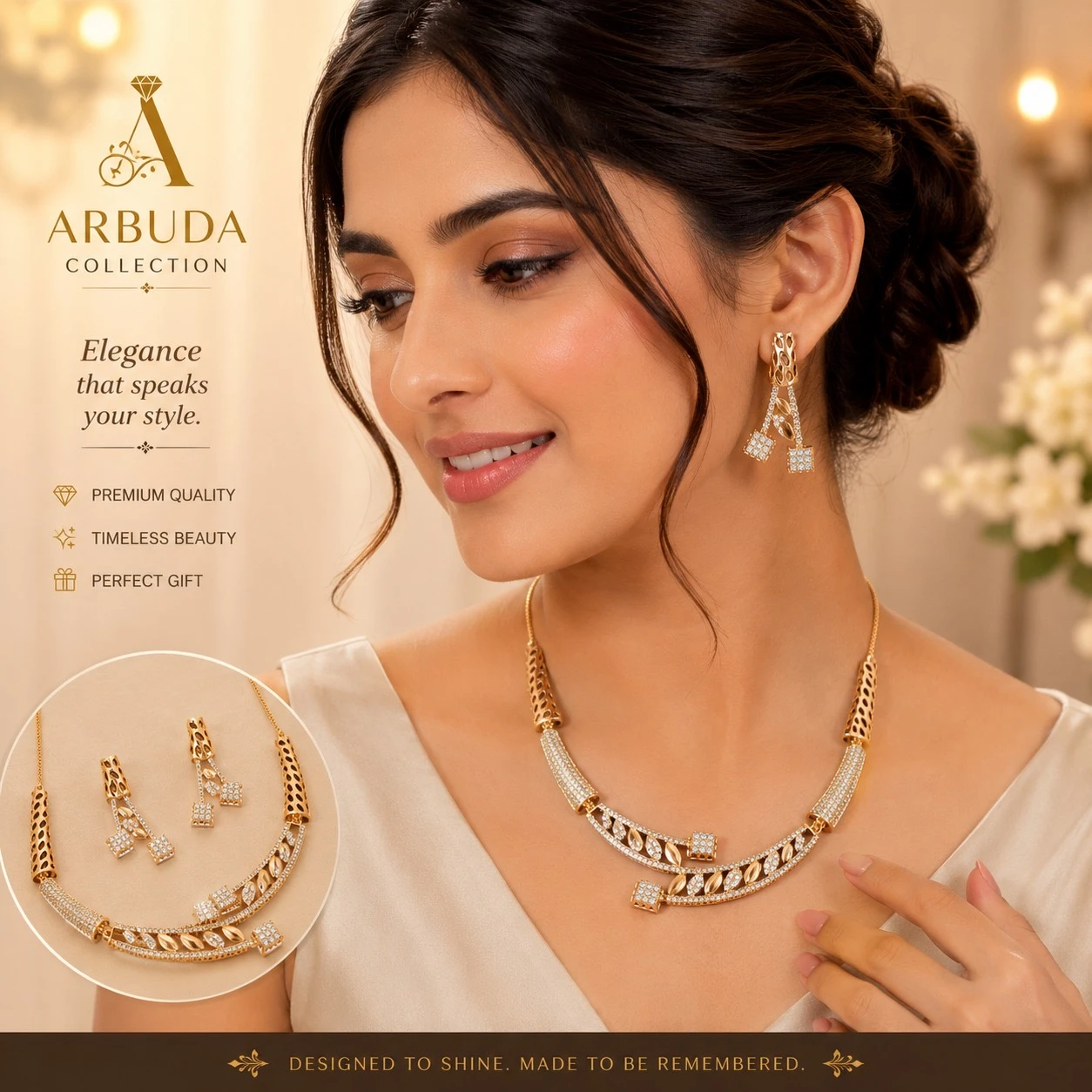 Gold toned artificial jewellery necklace