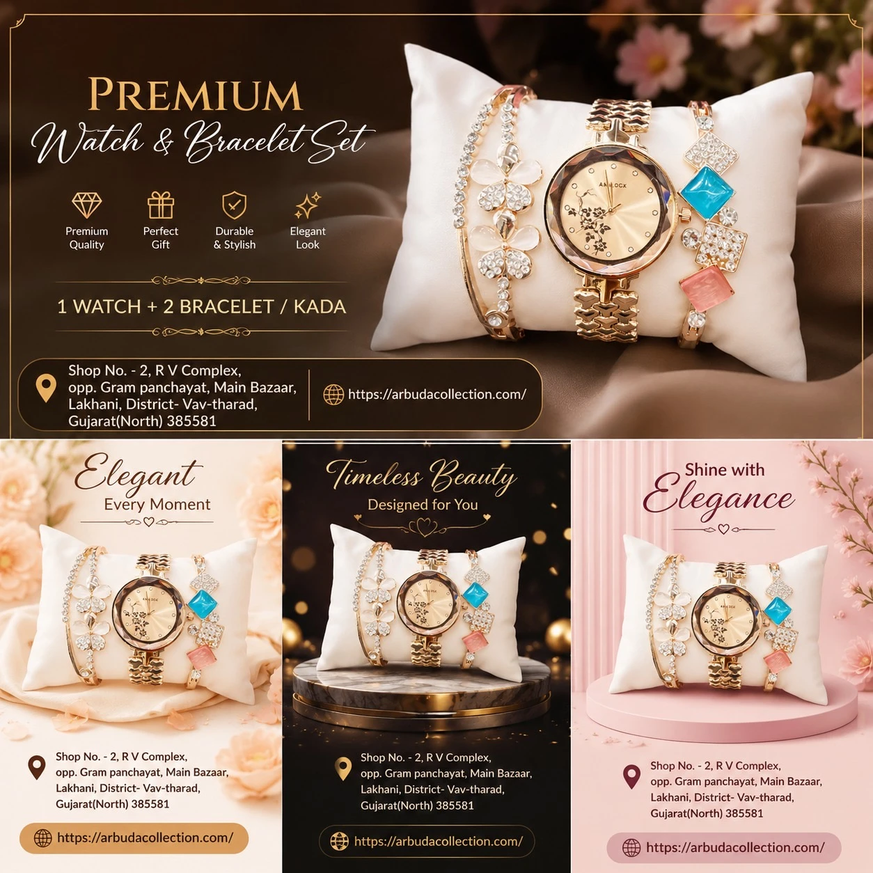 Ladies Analog Watch & Bracelet Combo