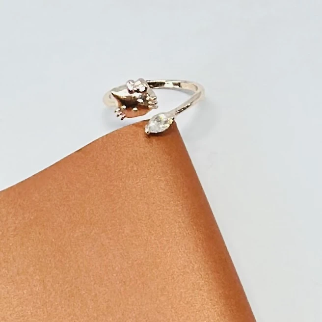 sterling silver adjustable cat ring