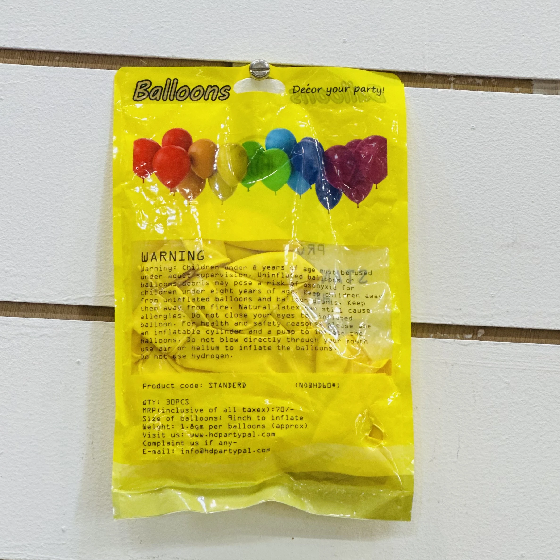 package of "Party Pal" brand balloons