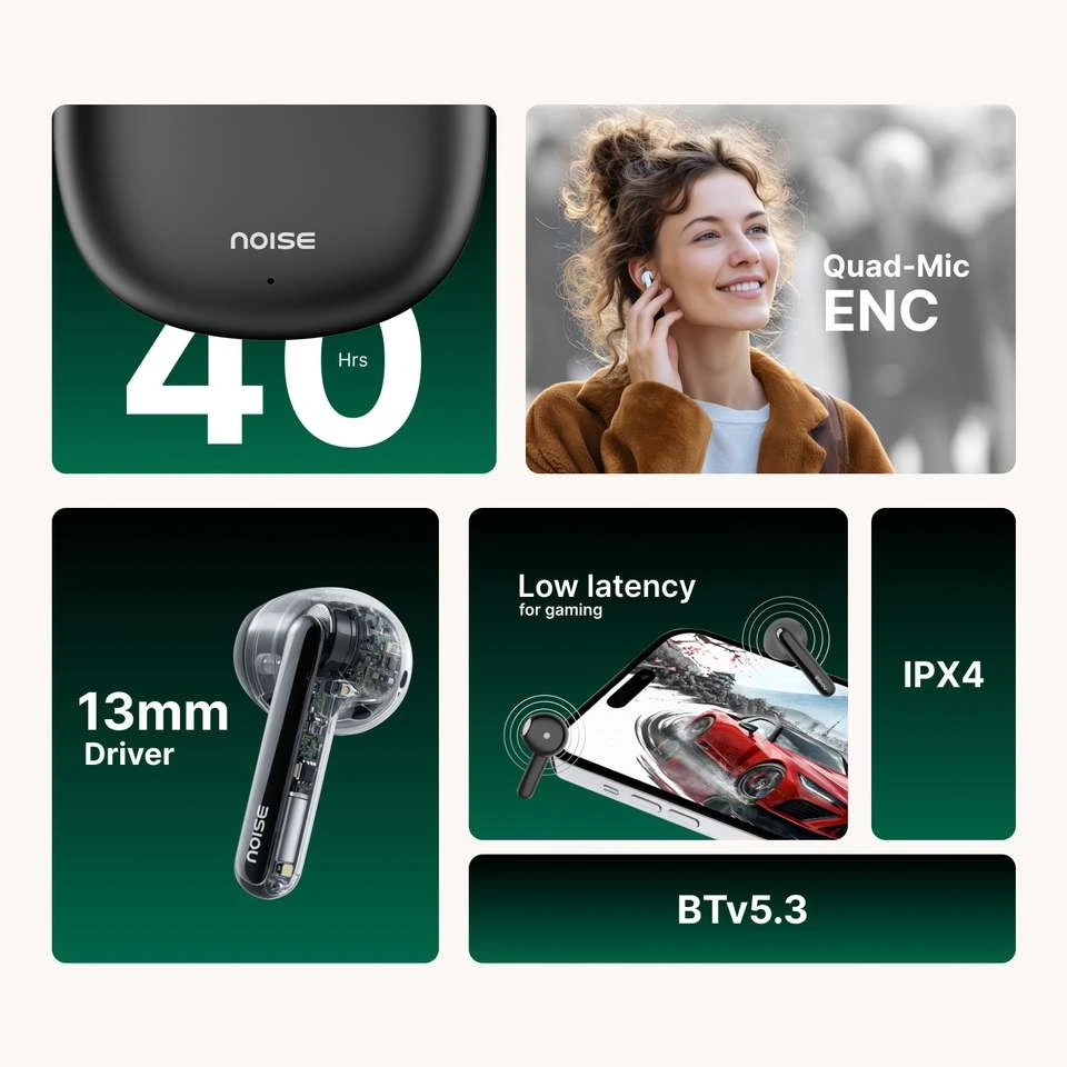 Noise Buds VS104 Max wireless earbuds featuring a black charging case.