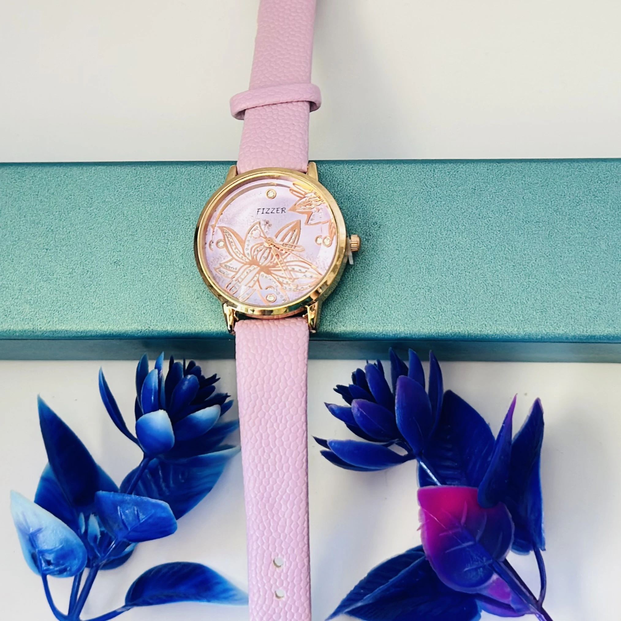 Women's Analogue Roman Flower Designer Leather Strap Watch