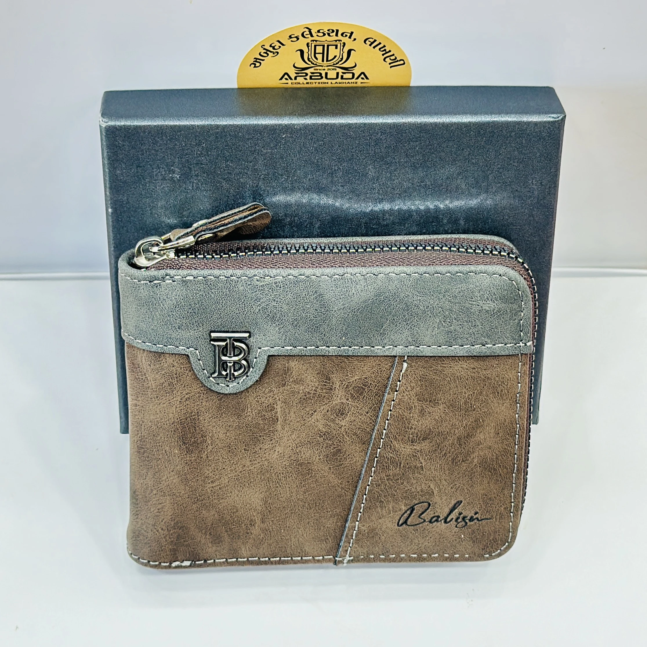 Brown and grey men's wallet