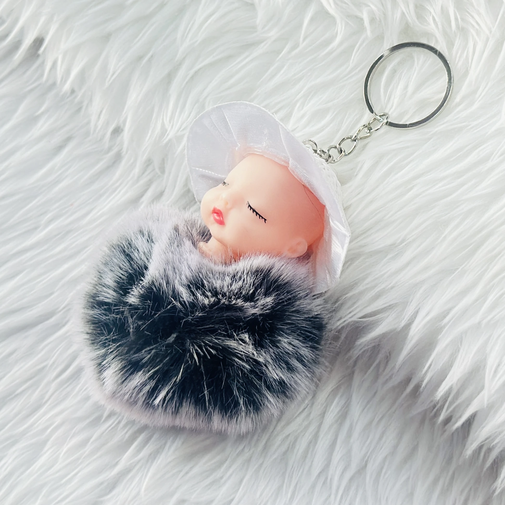 Cute Sleeping Doll Fake Fur Key Chain