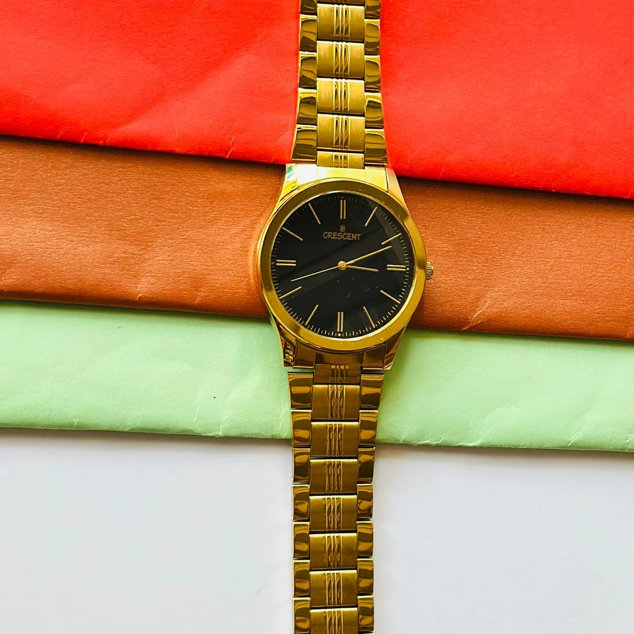 Crescent golden Design analog watch