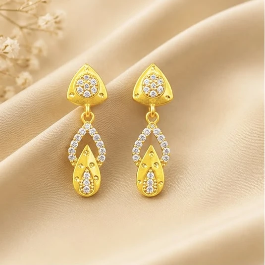 Gold plated brass drop earrings