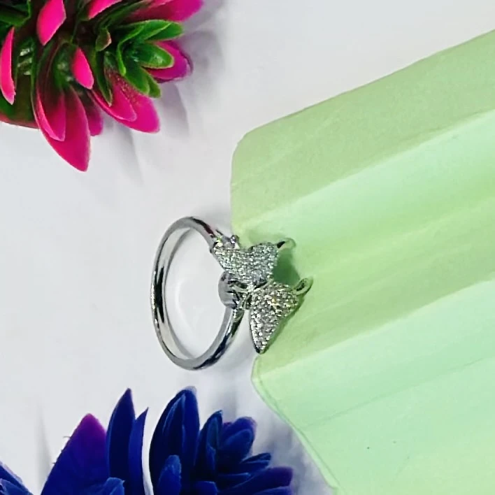 An adjustable silver-plated butterfly ring