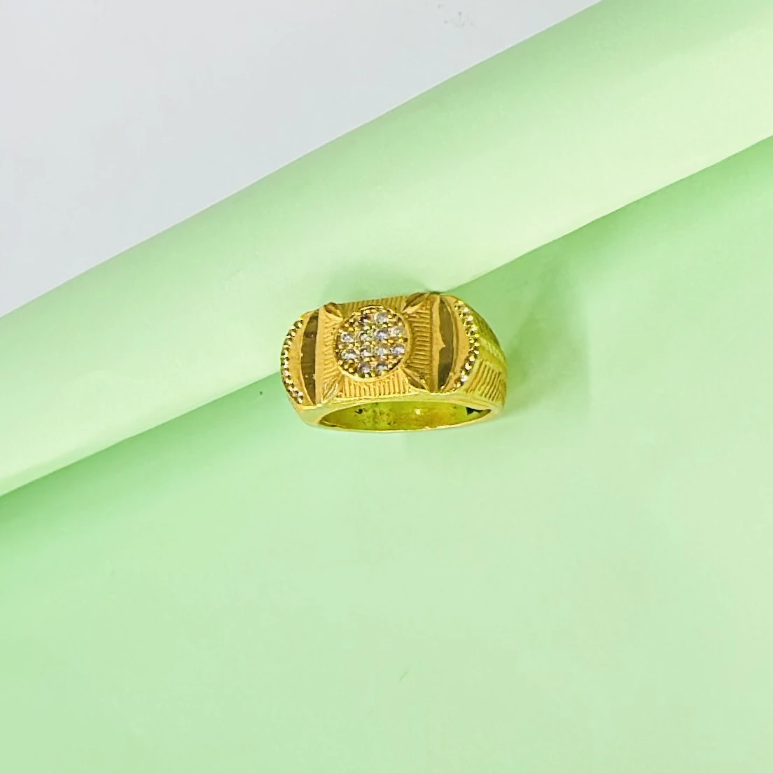 AanyaCentric men's gold-plated American diamond finger ring.
