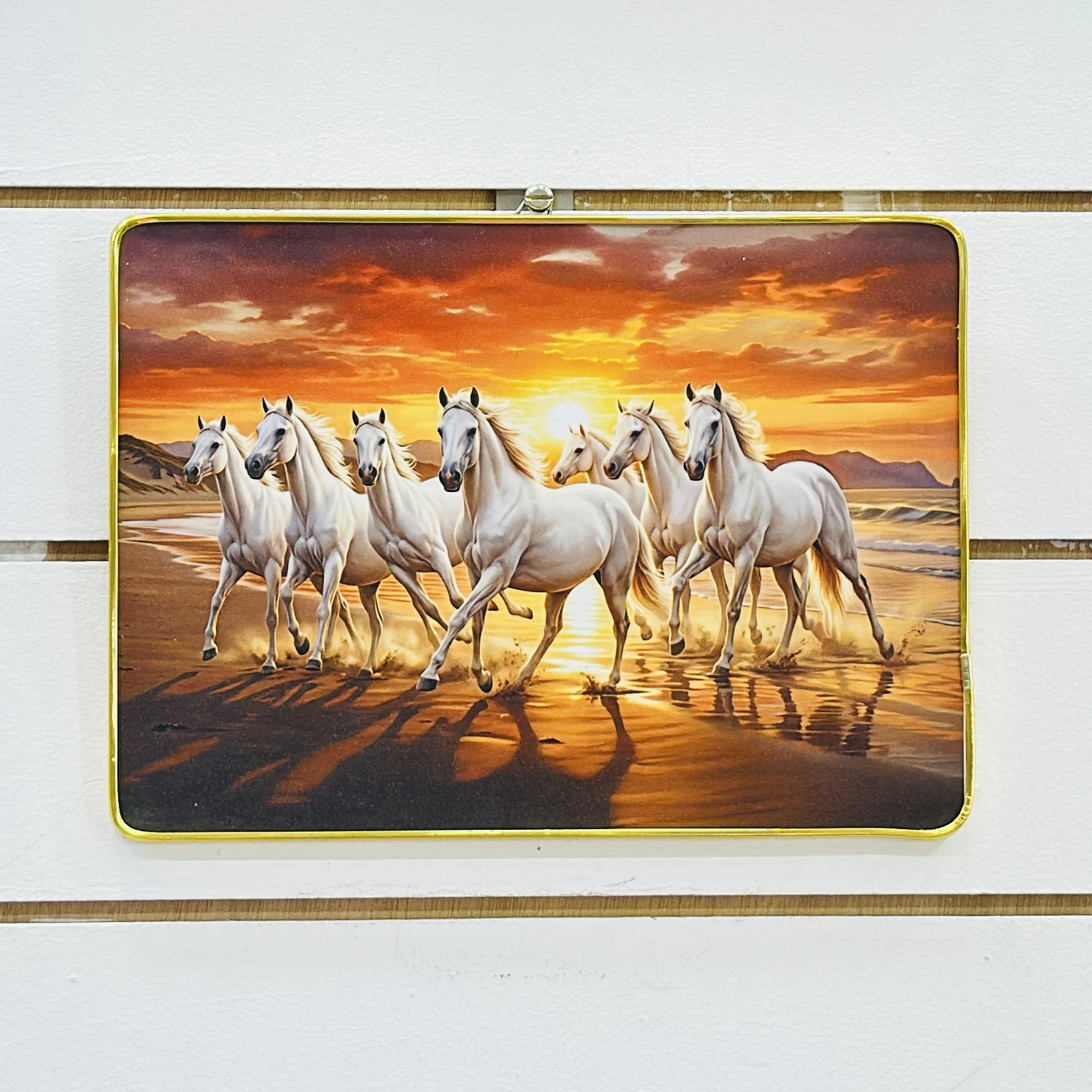 Vastu Lucky Seven Running Horses with Rising Sun framed wall painting…..C03EY7