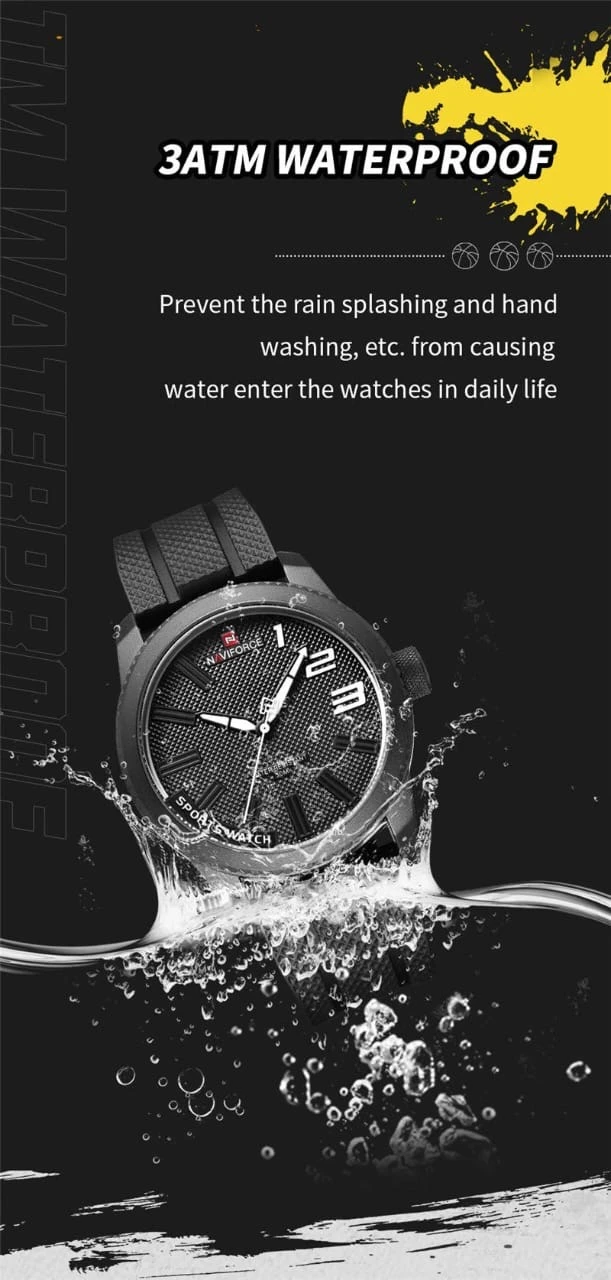 Sport watch with a silicone band and a quartz movement.