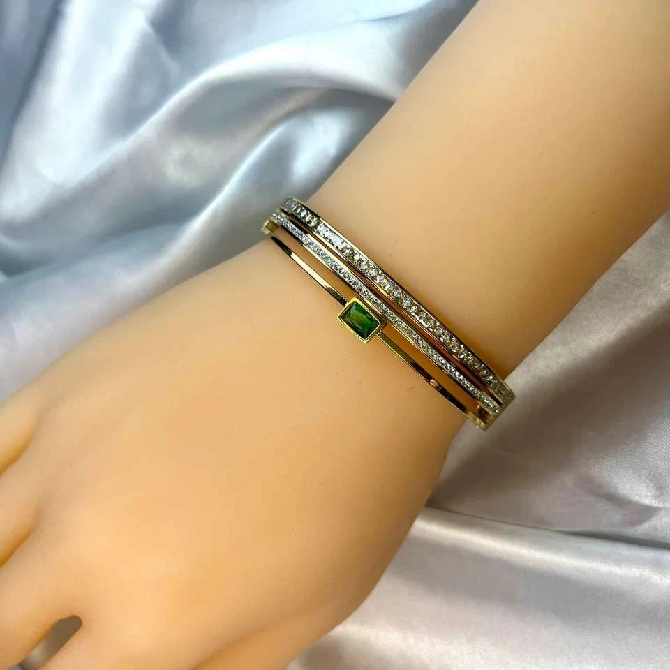 Gold plated multi-layer bangle bracelet