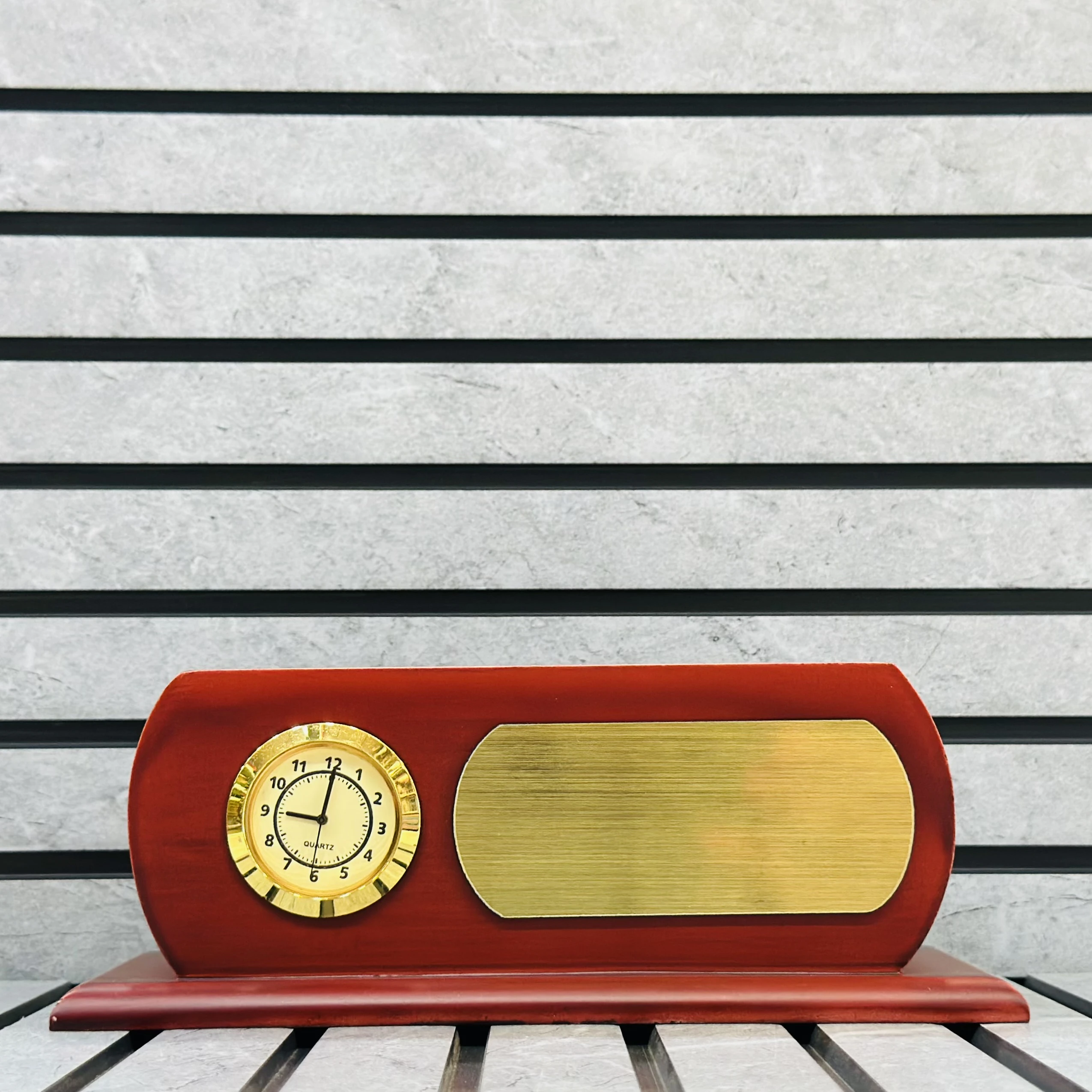 Wooden desk clock and plaque(SKU-C925BZ)
