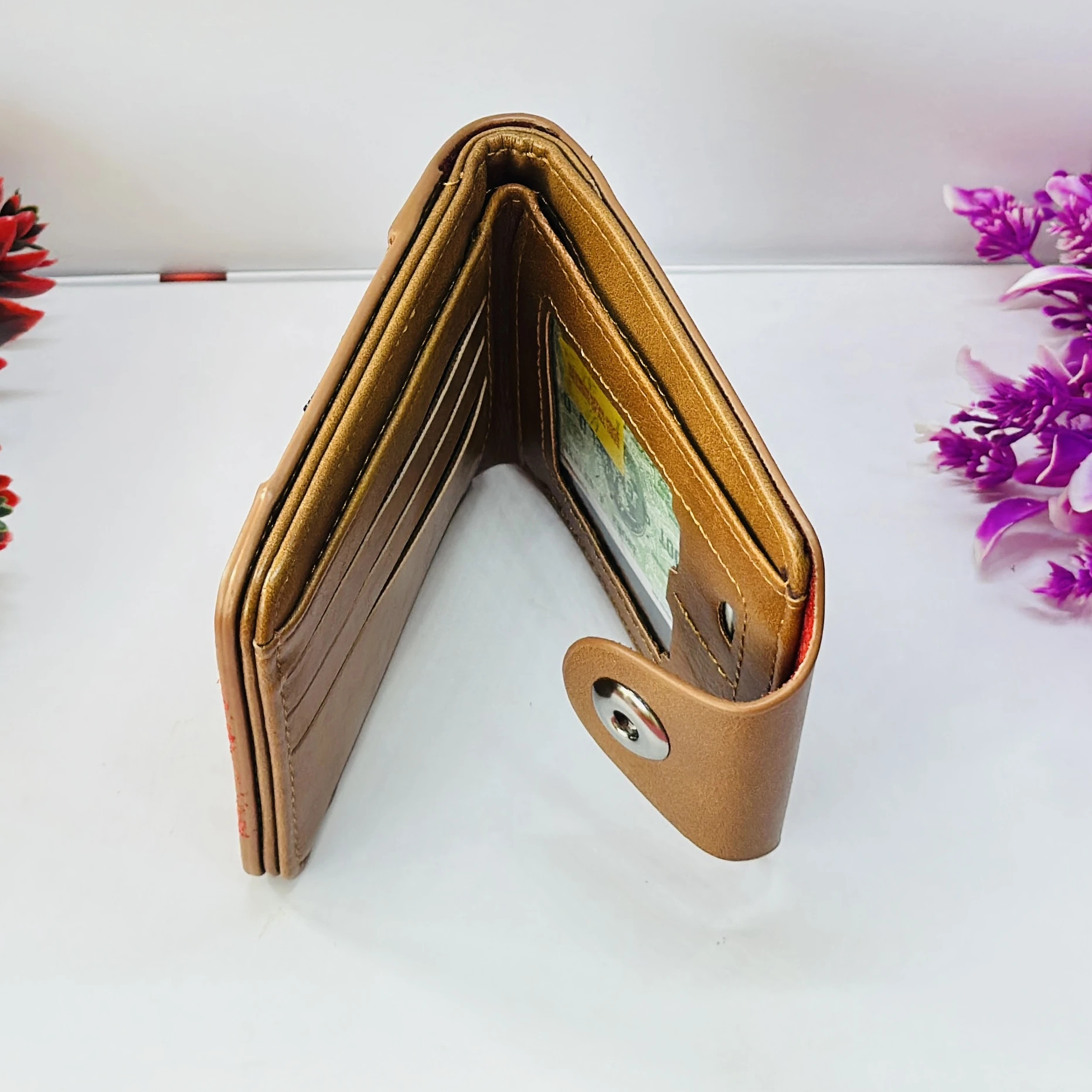 Brown artificial leather Balisi trendy fashion wallet for men.