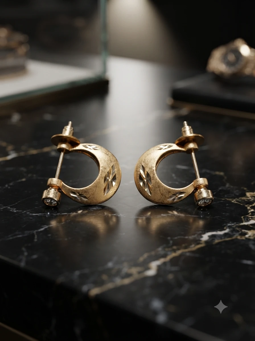 Gold plated textured hoop earrings