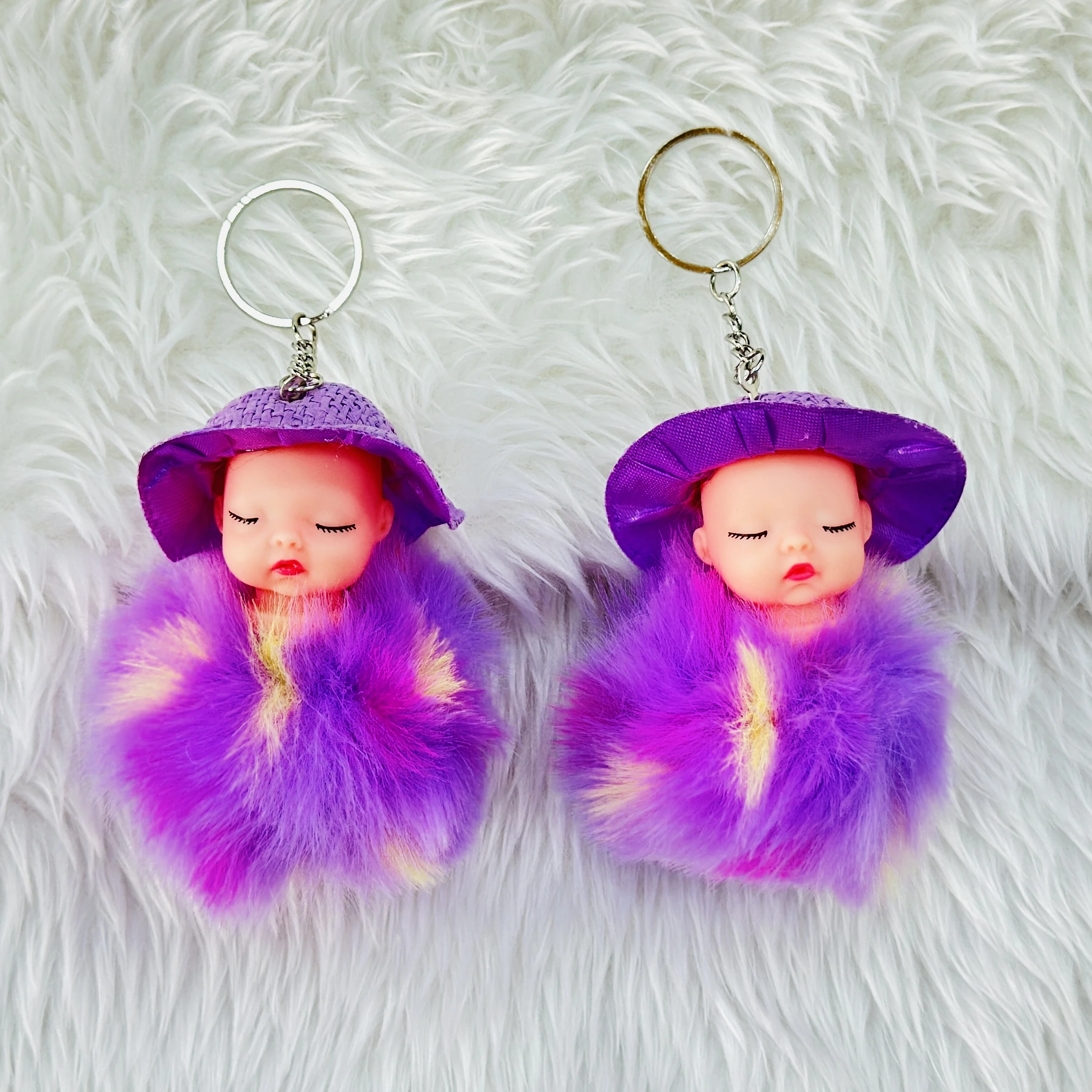 plush sleeping baby doll keychain,