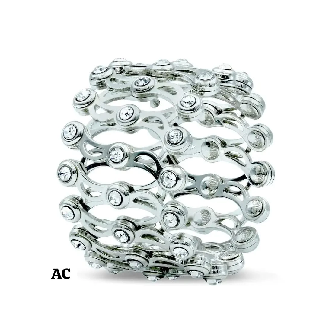Gold toned, expandable beaded bracelet.