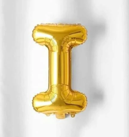 Gold foil letter "I” balloon