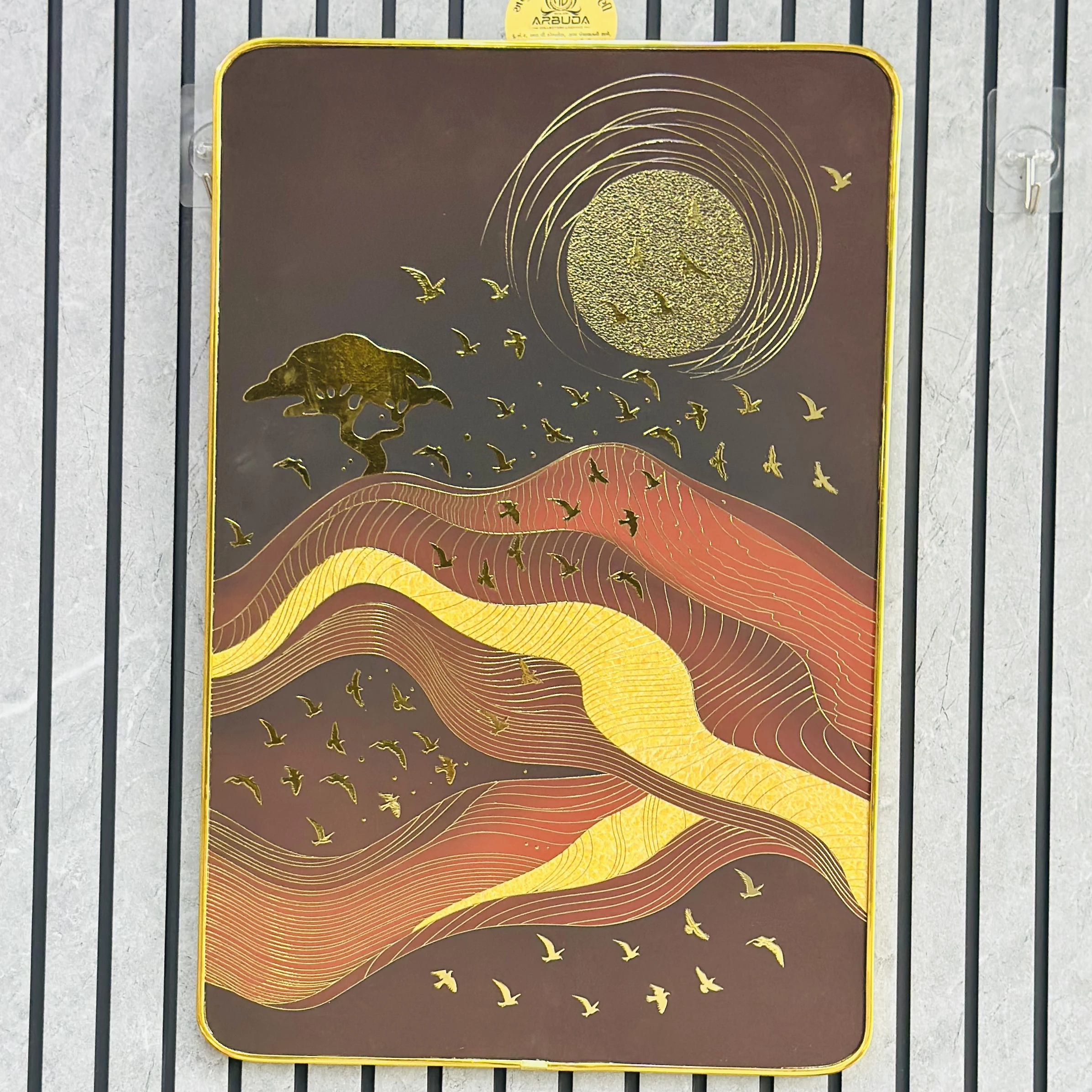 Sun, mountains, a tree, and birds(SKU-AEEEMM)