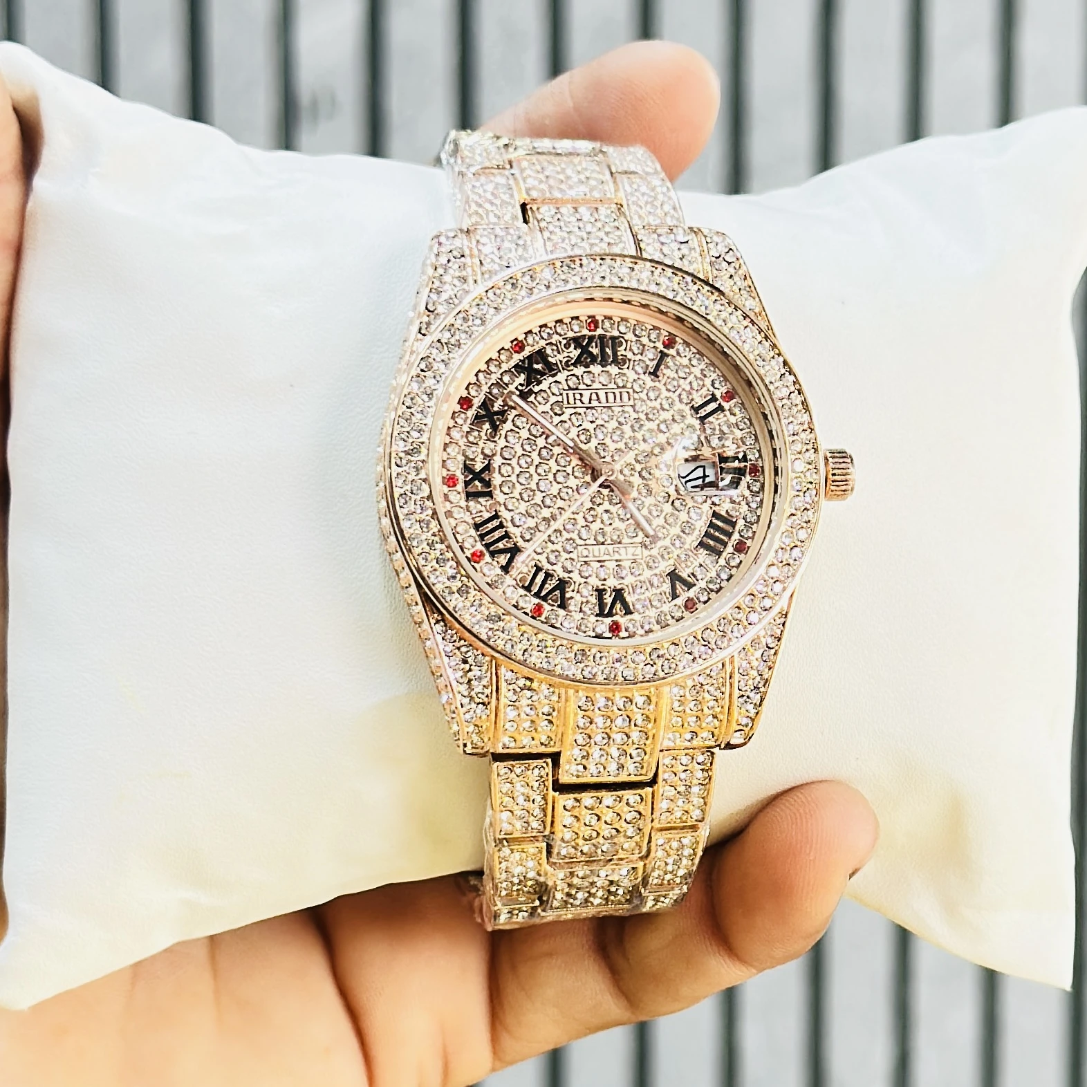Charles Raymond diamond-studded quartz watch