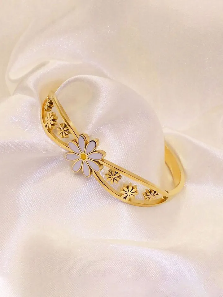 Gold plated stainless steel bangle bracelet