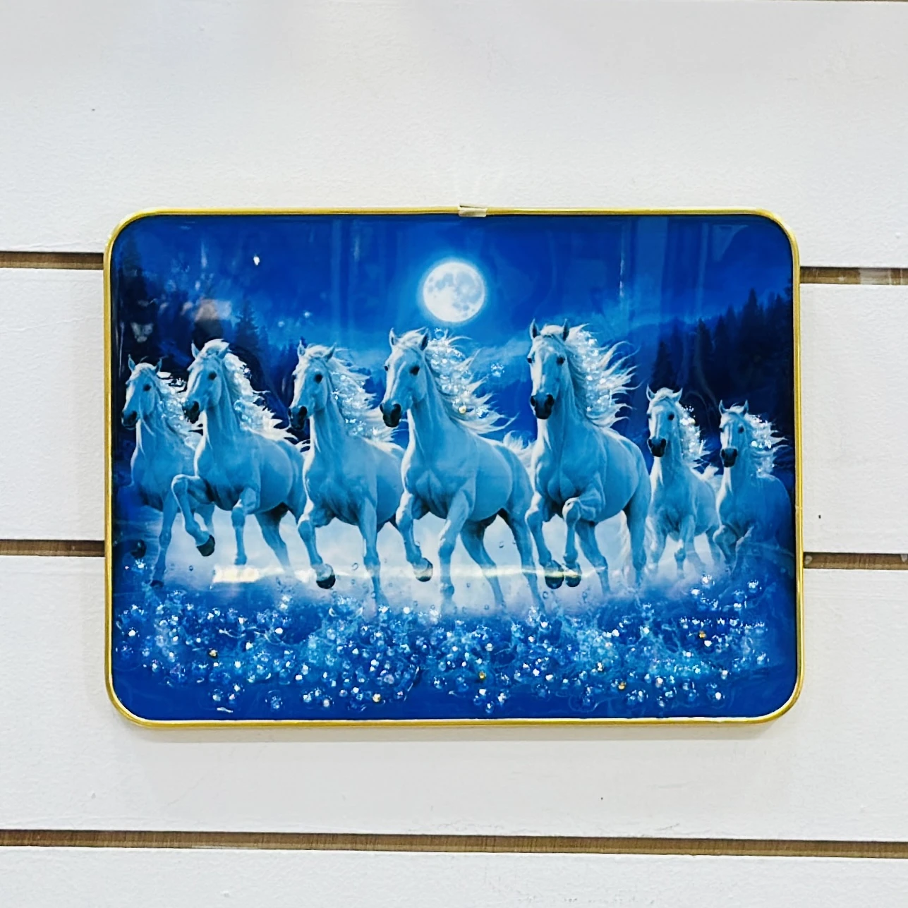 Reyal Seven Running White Horses Wall Painting…..W0PBB7