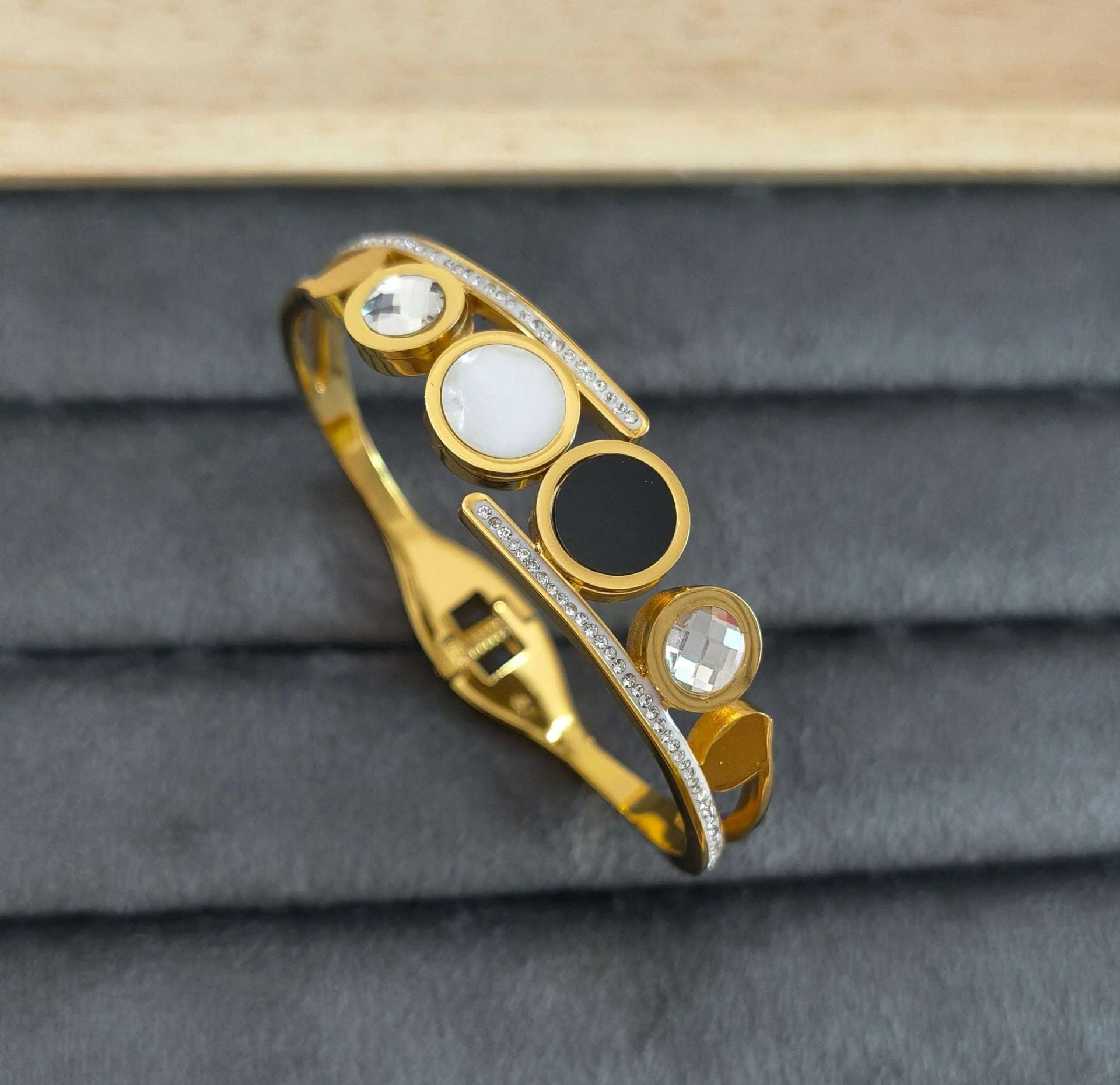 Gold plated stainless steel cuff bracelet