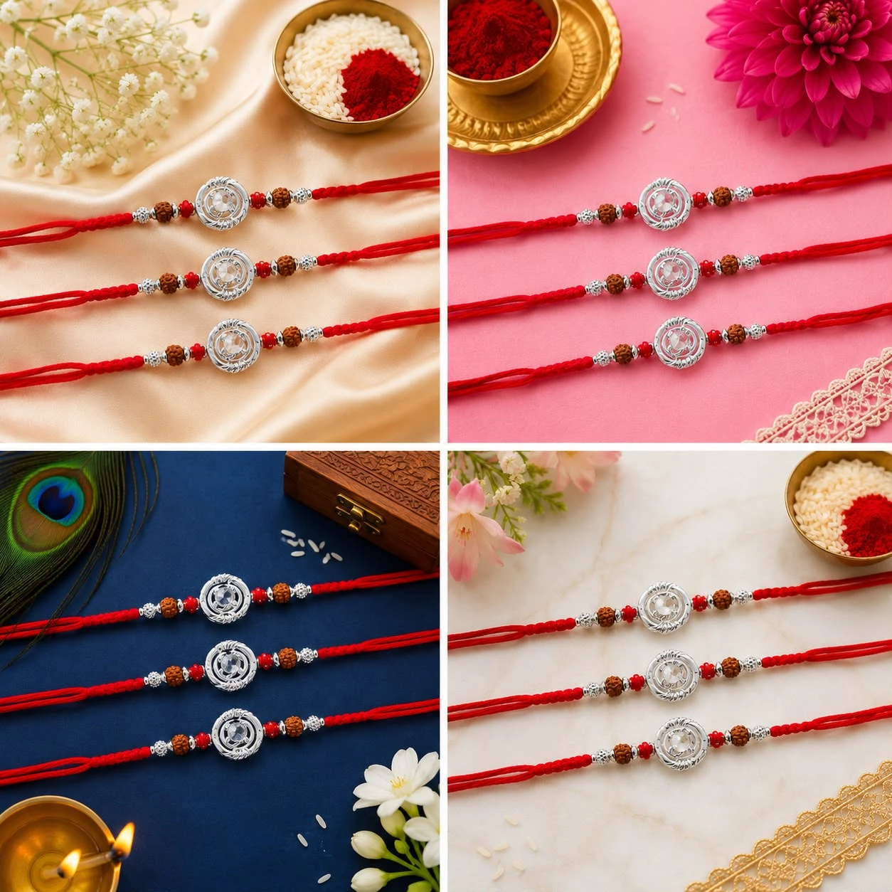 premium-quality silver rakhi bracelets designed for Raksha Bandhan.