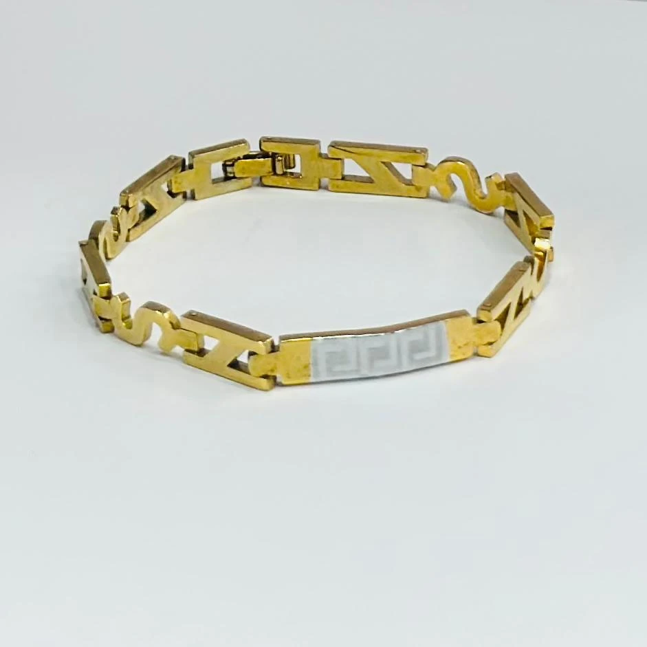 Stylish Design with Diamond Funky Design Gold Plated Bracelet for Men