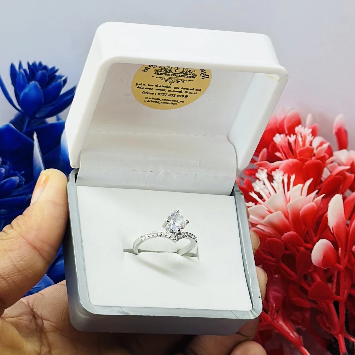 Silver and diamond cluster ring