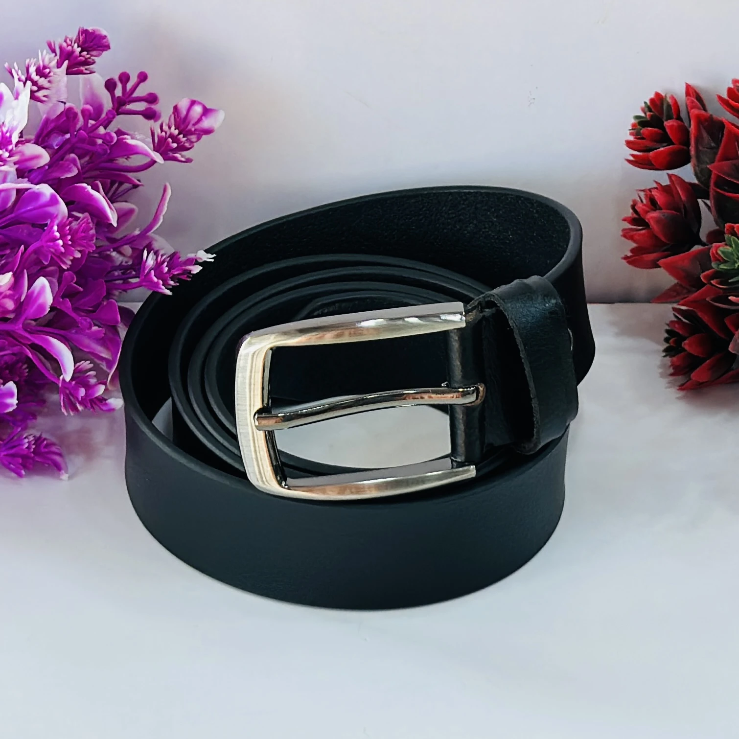 Casual Black Artificial Leather Belt