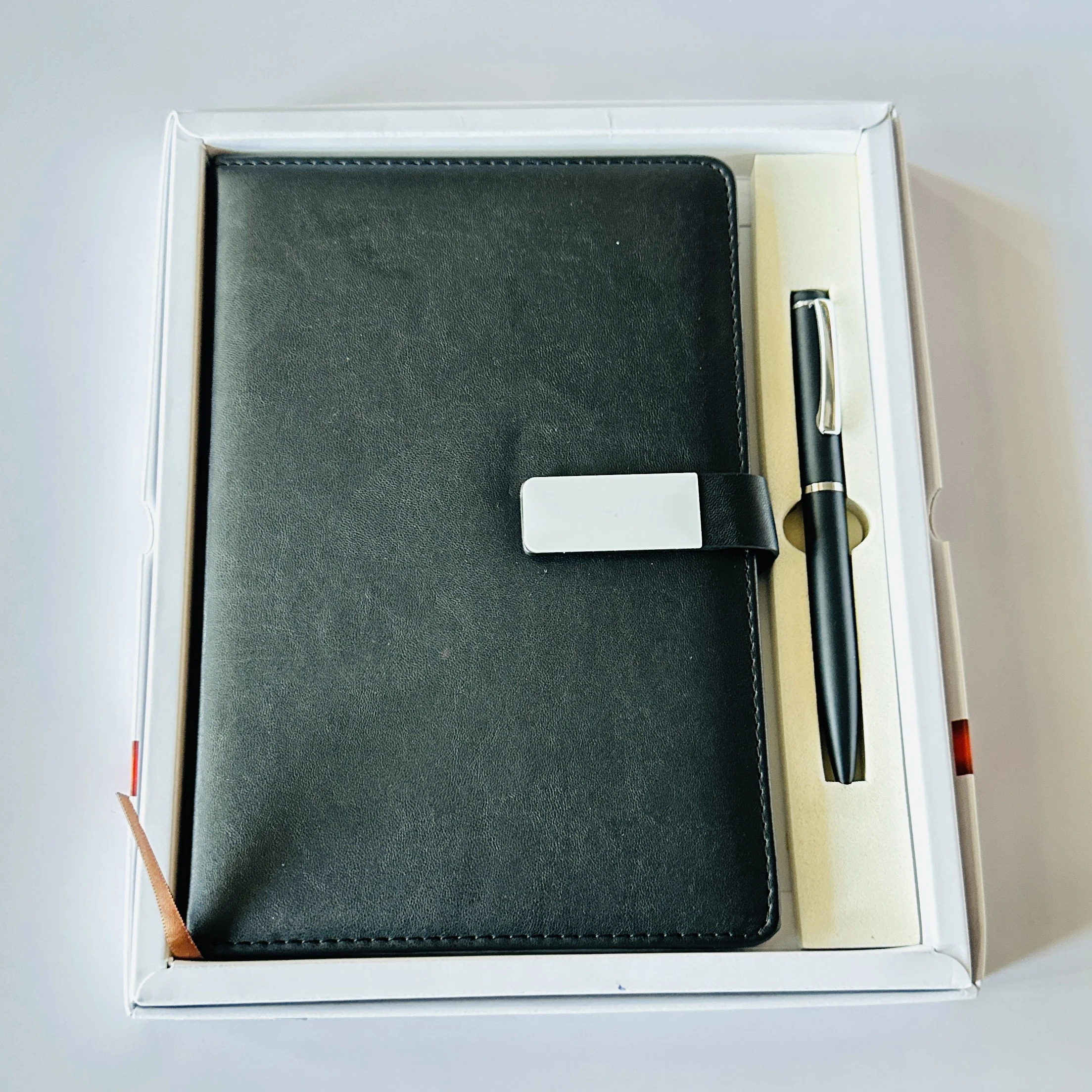 Black ribbed leatherette notebook diary
