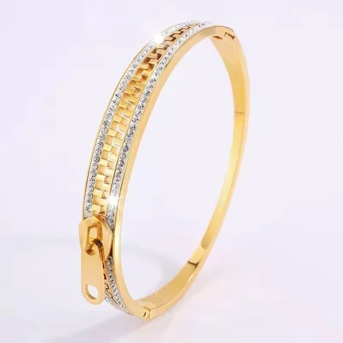 stainless steel gold-plated zipper bangle