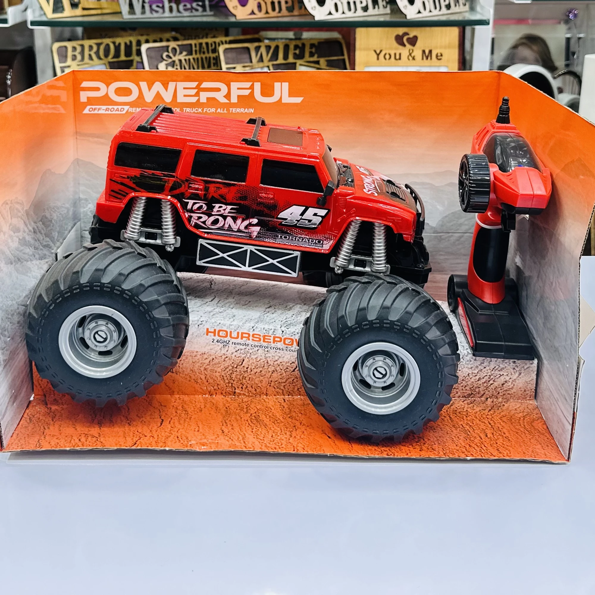 "Spray Climb" remote-control monster truck toy.
