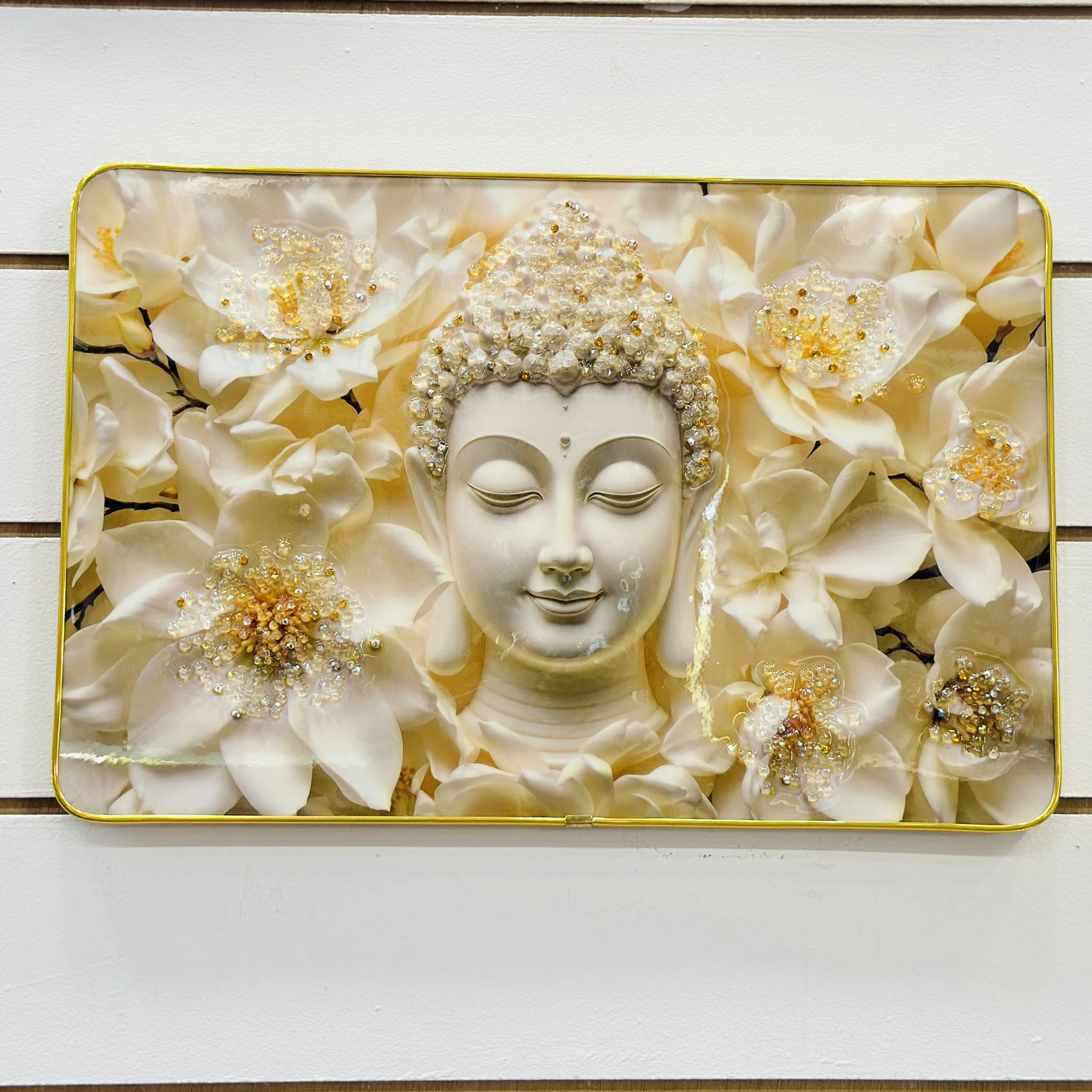 Crystal embedded Buddha wall painting(SKU-TUY5TY))