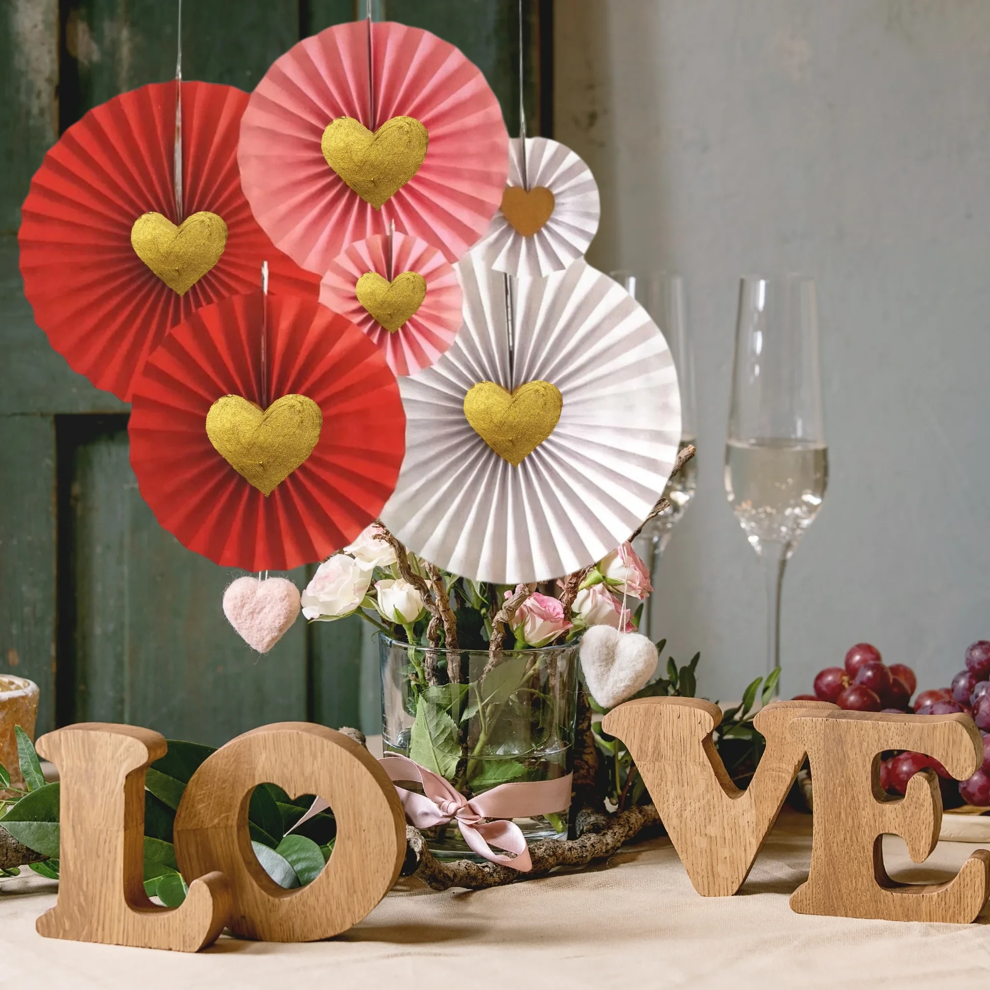 metallic gold paper decoration fans