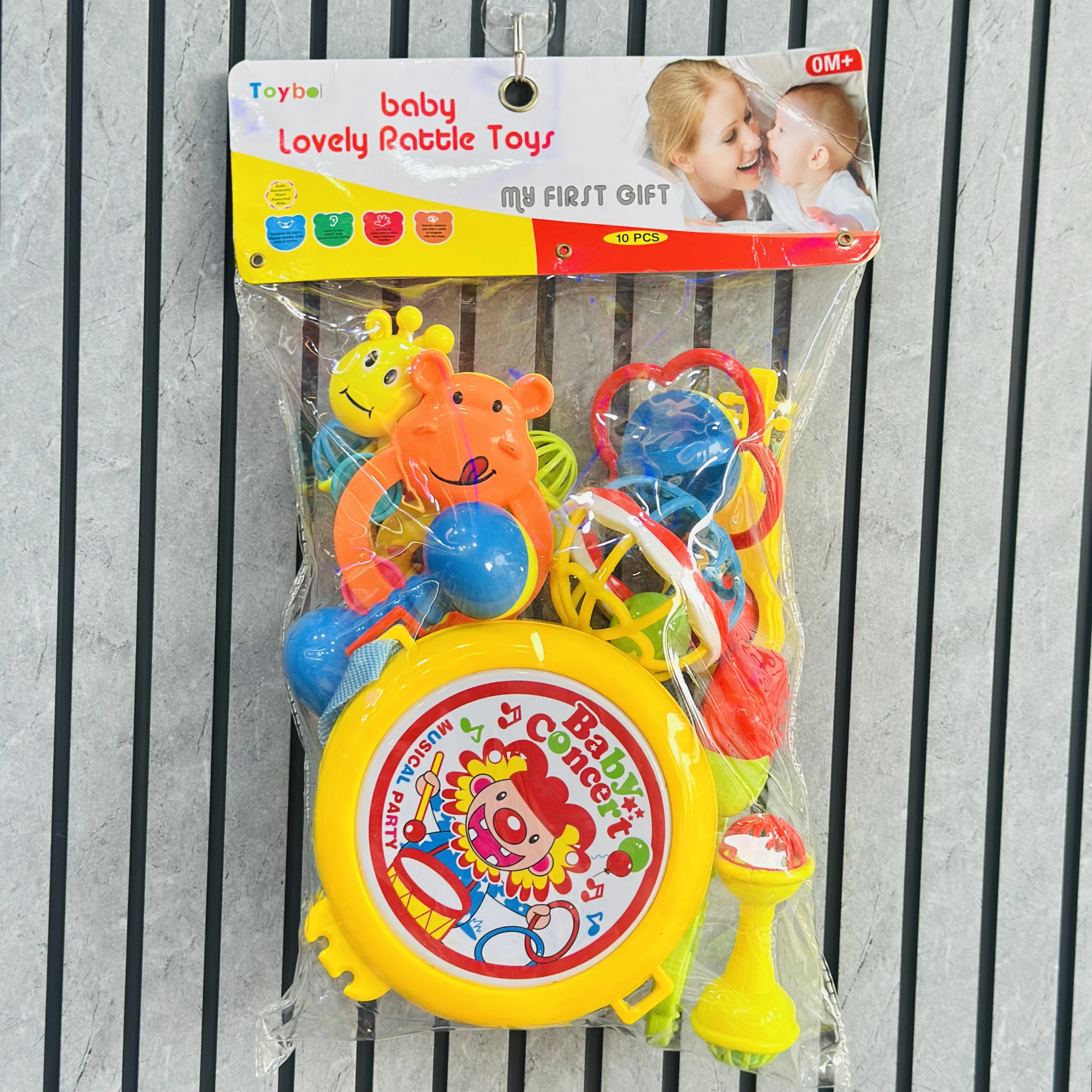 "Toybel Baby Lovely Rattle Toys Concert 10 Pieces" set.