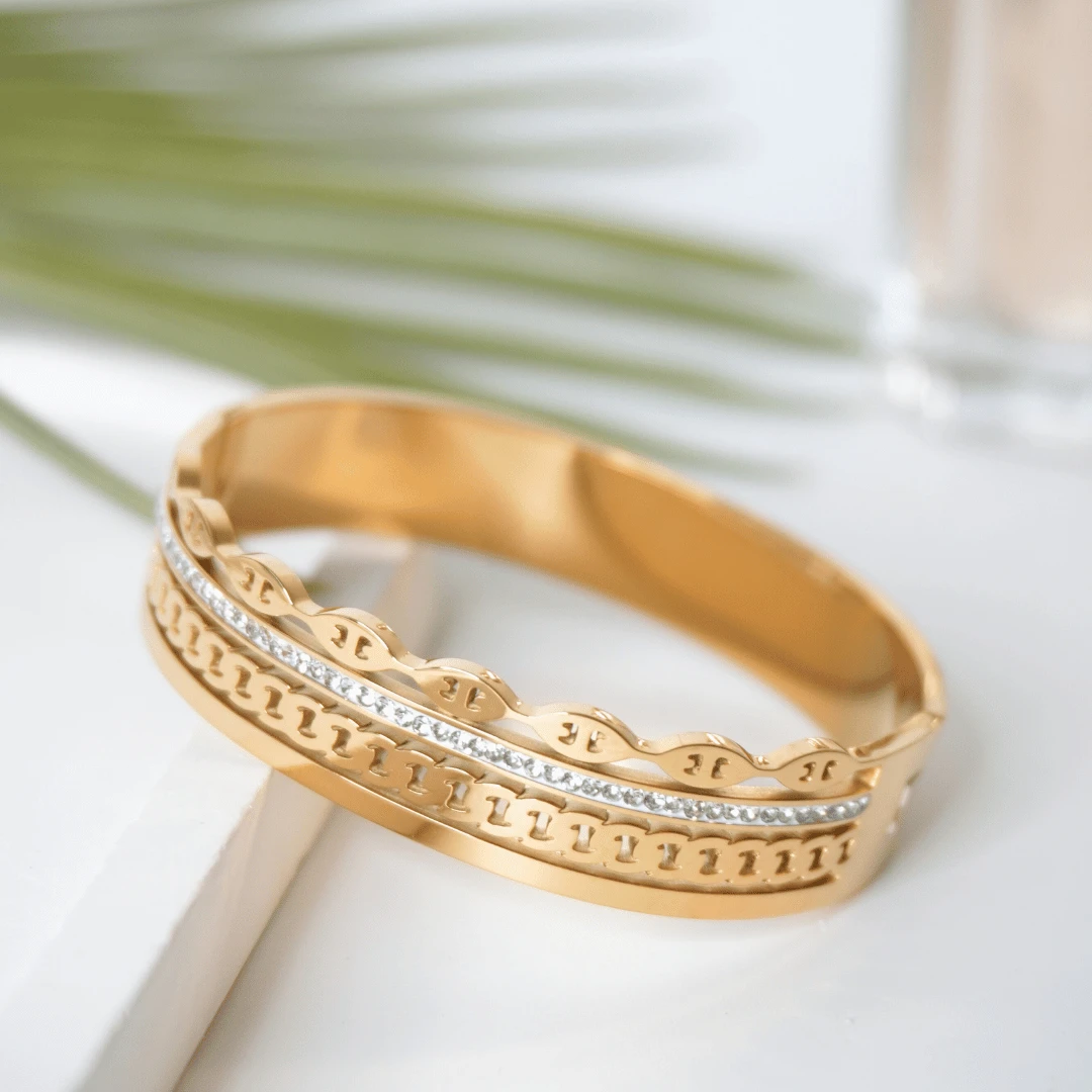 multi-band gold-plated cuff bracelet