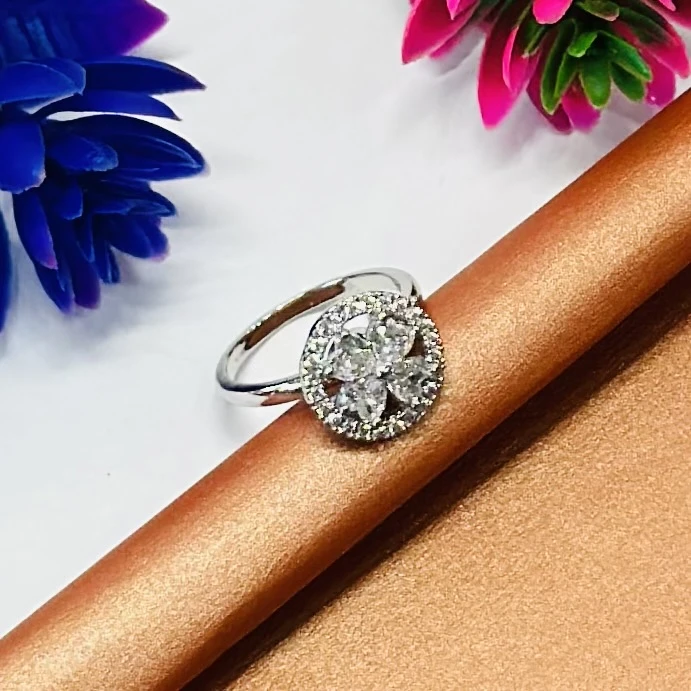 sterling silver halo engagement ring