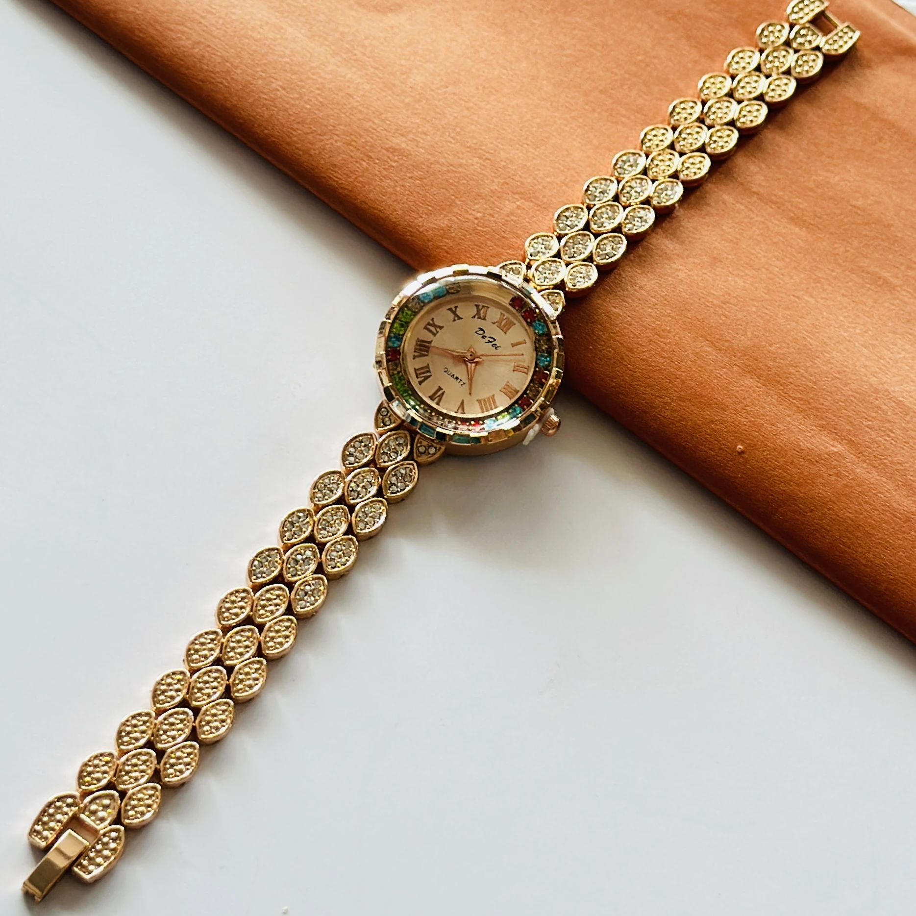 Gold toned Xuping women's bracelet watch