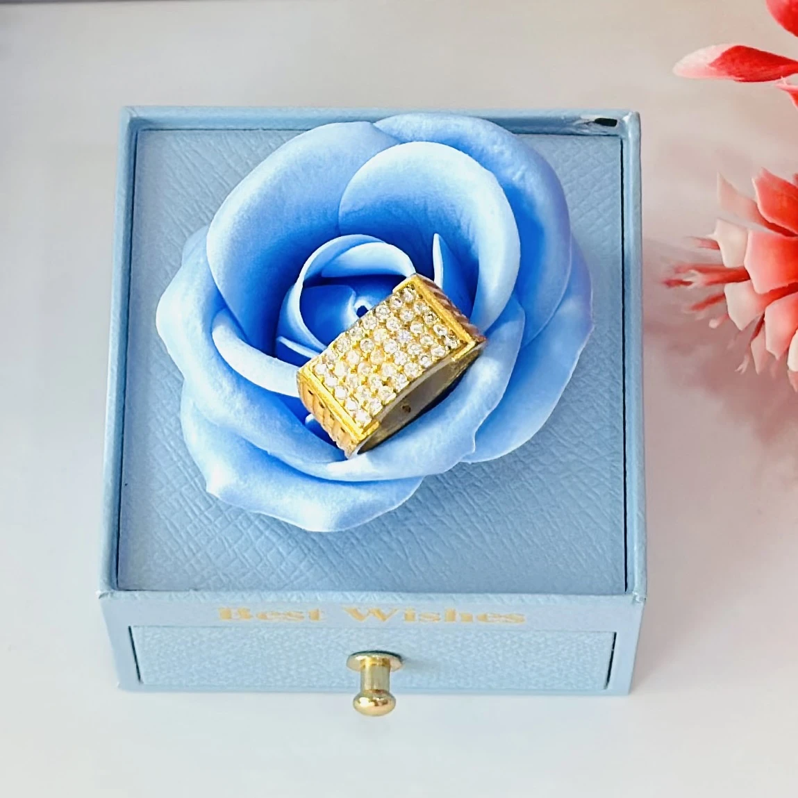 Gold -toned men's diamond cluster ring