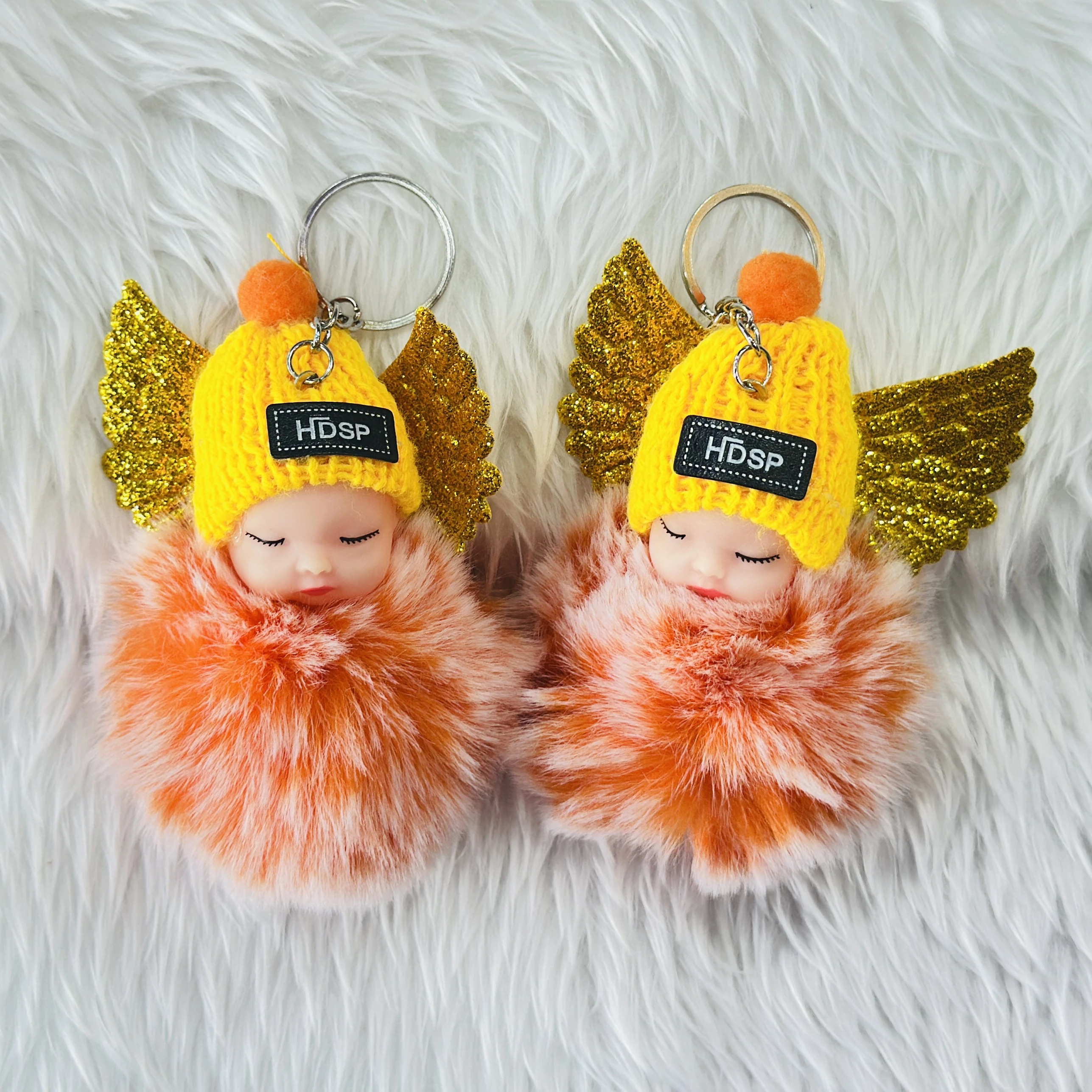 cute sleeping baby angel doll keychain
