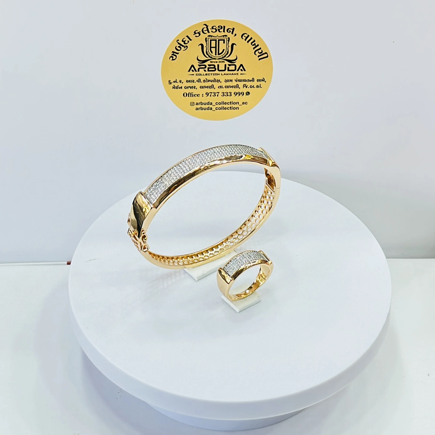 Gold toned  Kada and ring set