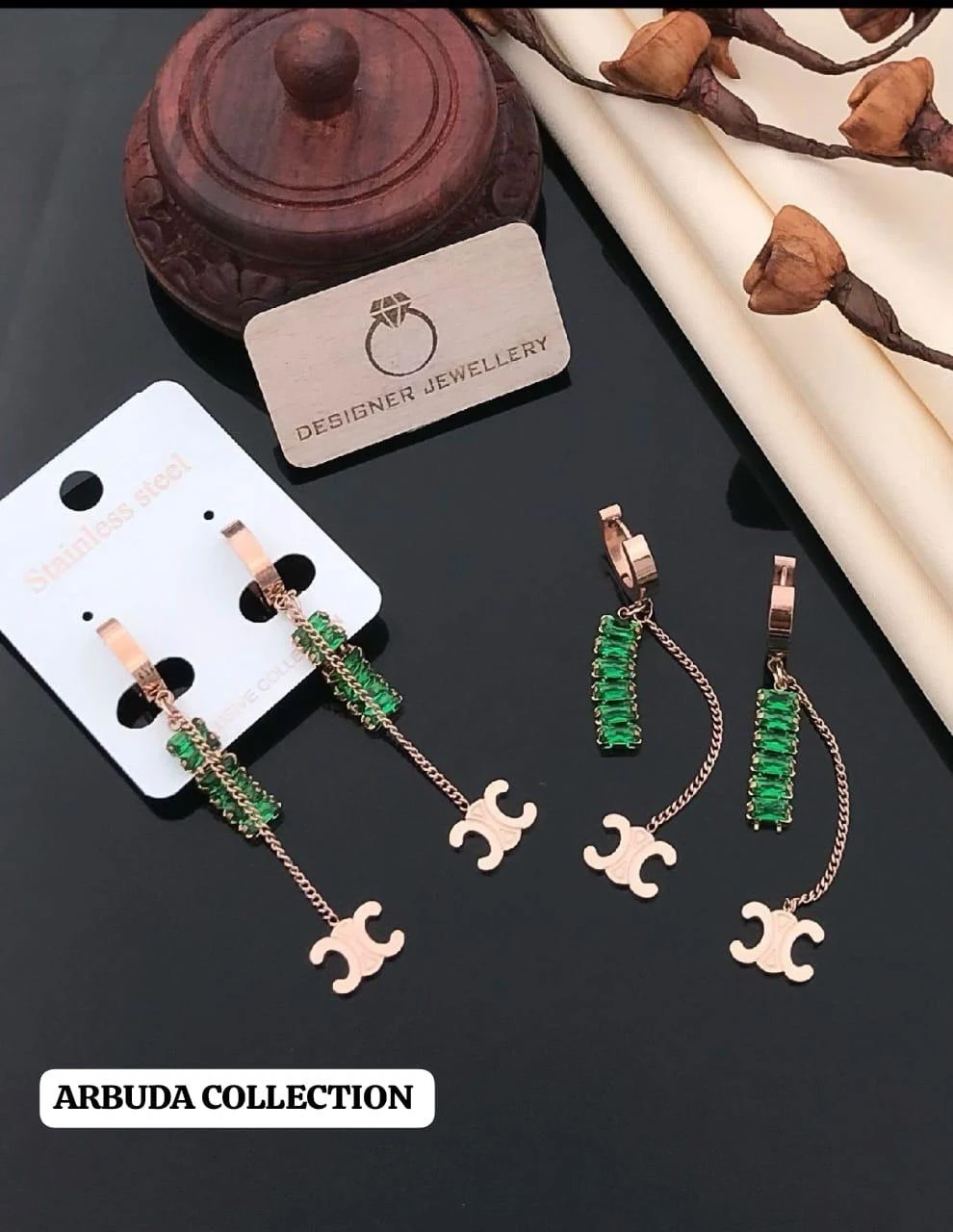 stainless steel designer drop earrings