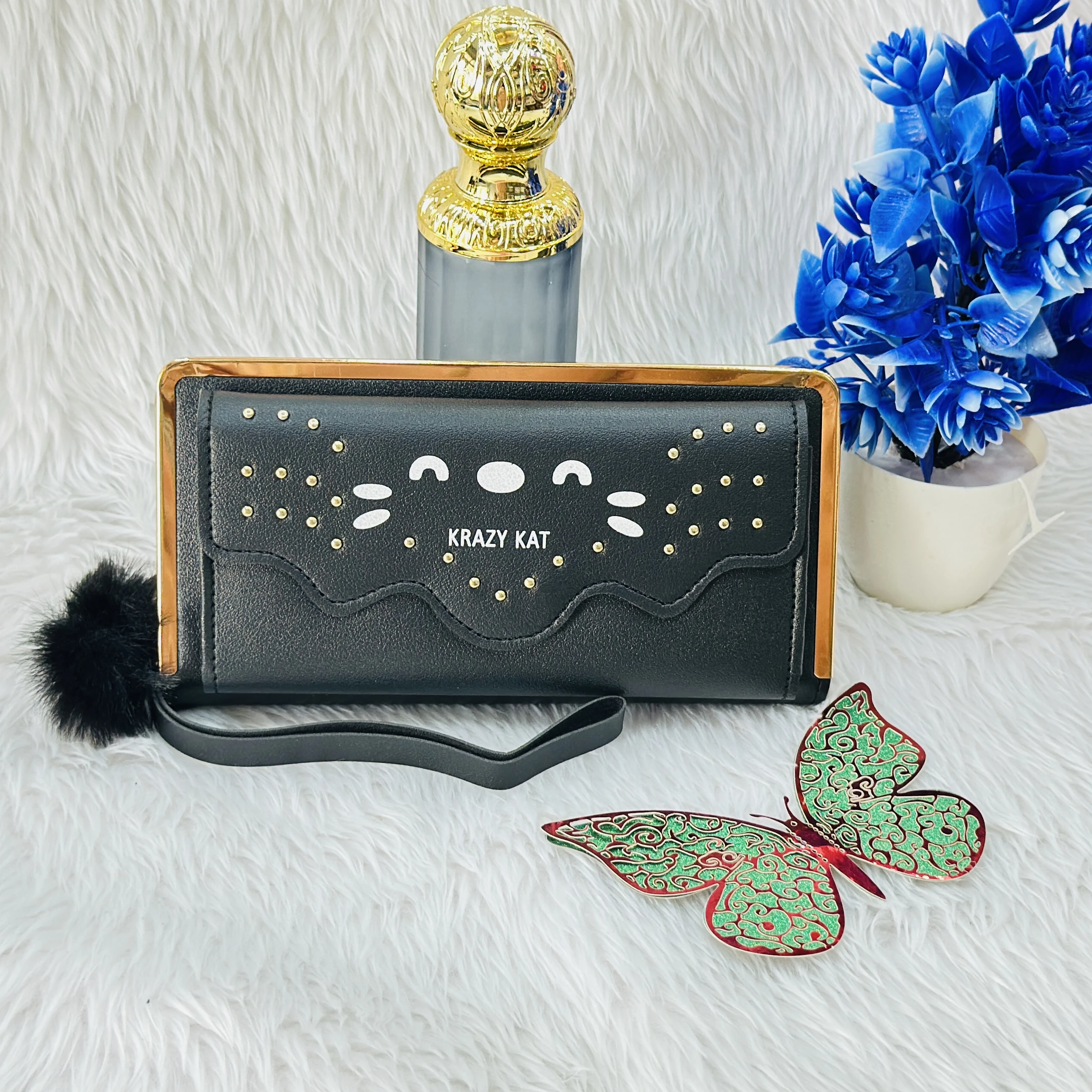 Black PU leather hand purse or wallet