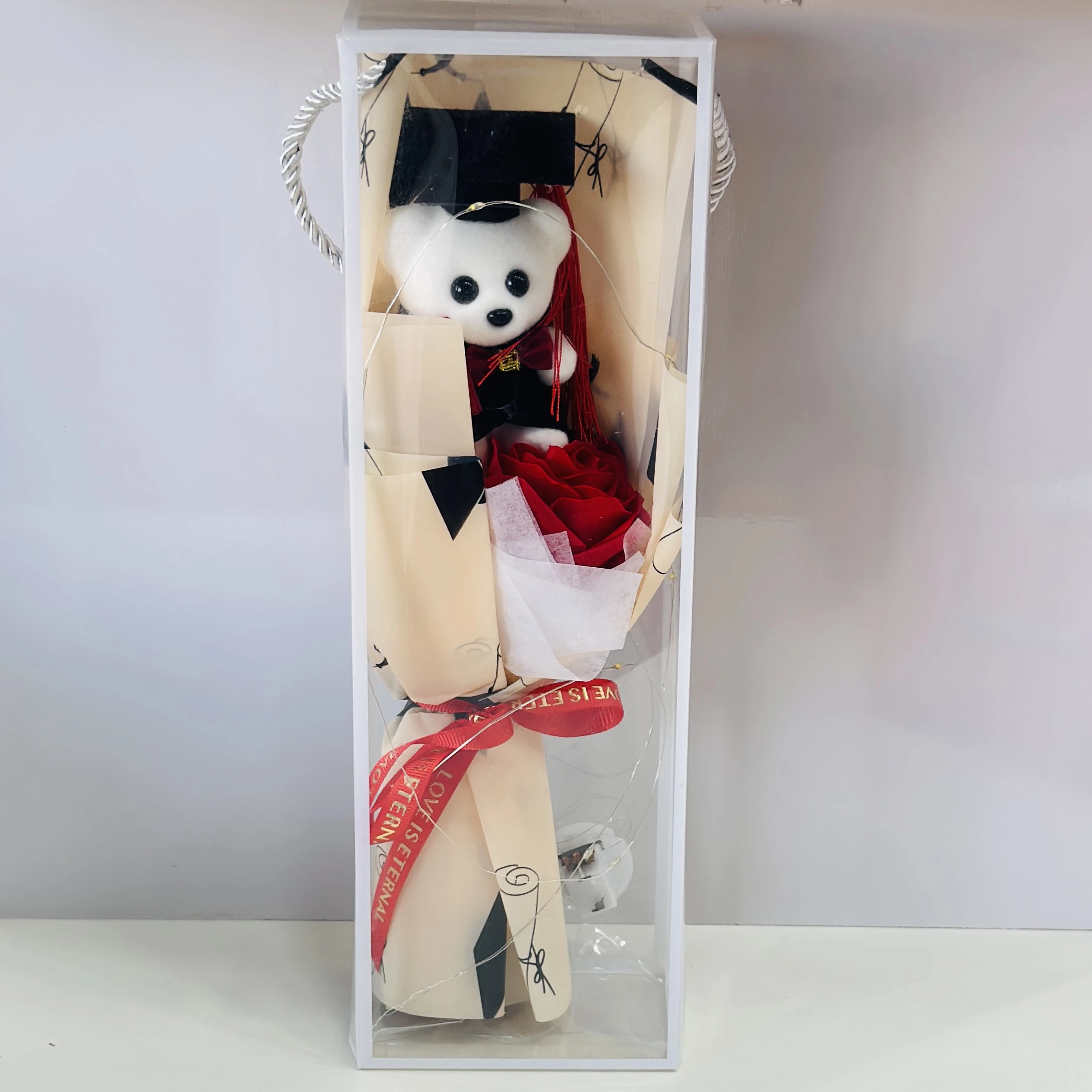 Bear Flower Bouquet Artificial Roses