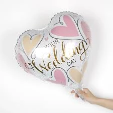 heart-shaped foil balloon for a wedding celebration.