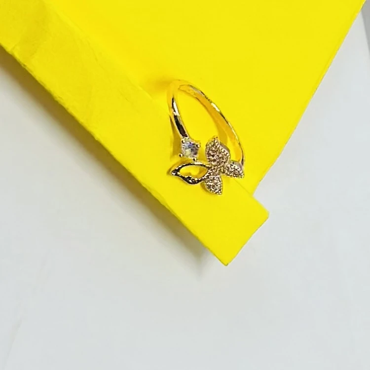 An adjustable rose gold-plated butterfly ring