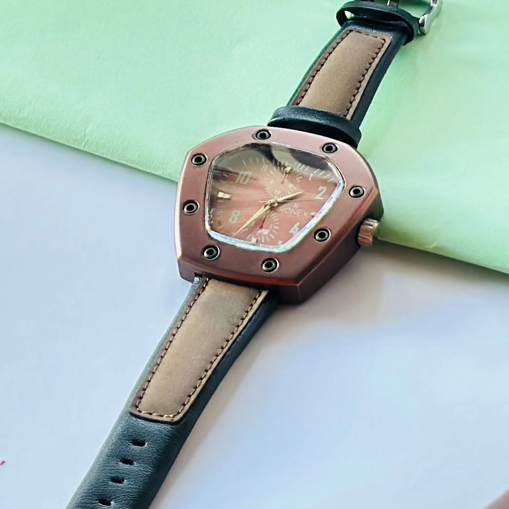 Brown analog watch